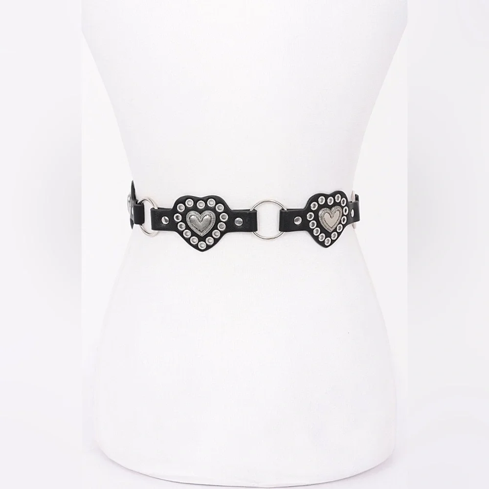 Vegan Leather Heart Western Concho Statement Belt